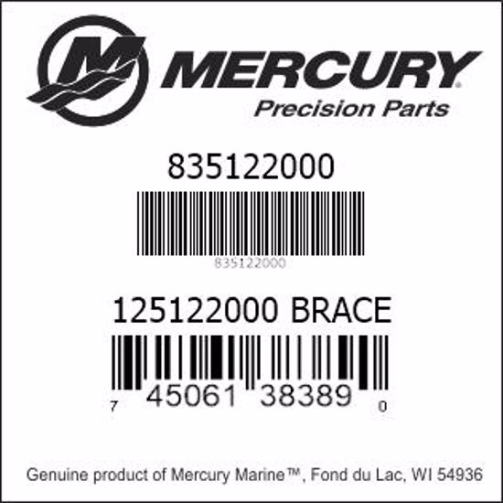 Bar codes for Mercury Marine part number 835122000