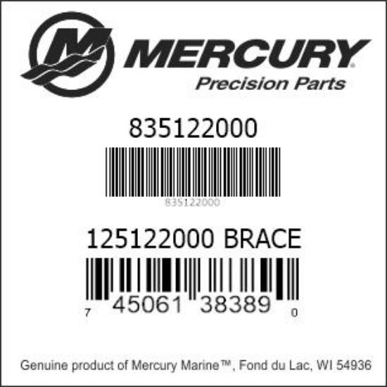 Bar codes for Mercury Marine part number 835122000