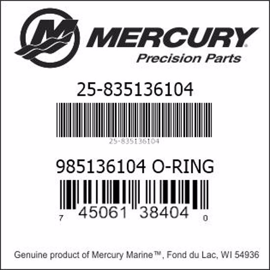 Bar codes for Mercury Marine part number 25-835136104
