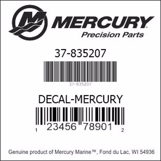 Bar codes for Mercury Marine part number 37-835207