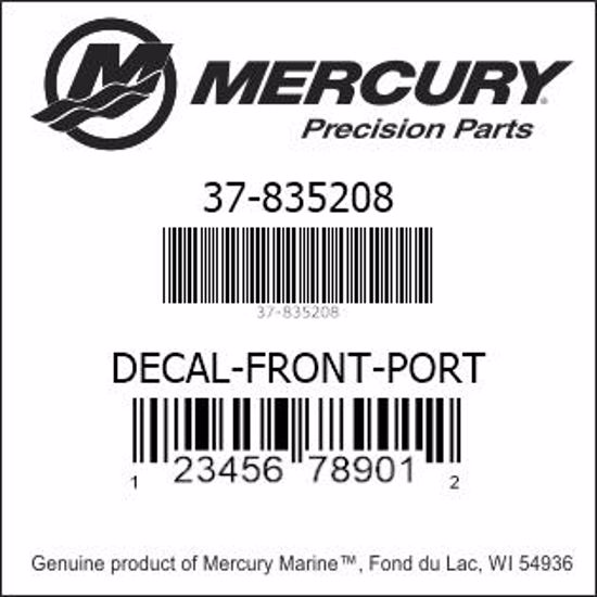 Bar codes for Mercury Marine part number 37-835208