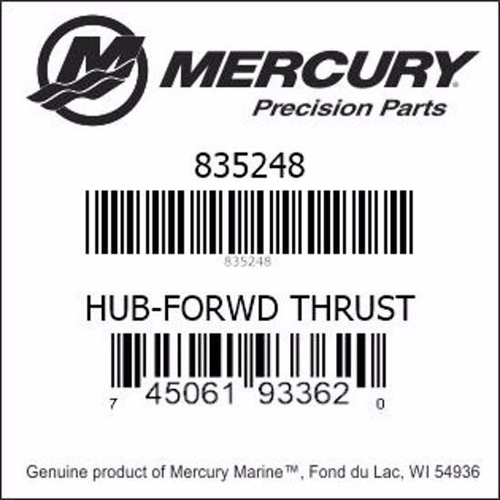 Bar codes for Mercury Marine part number 835248