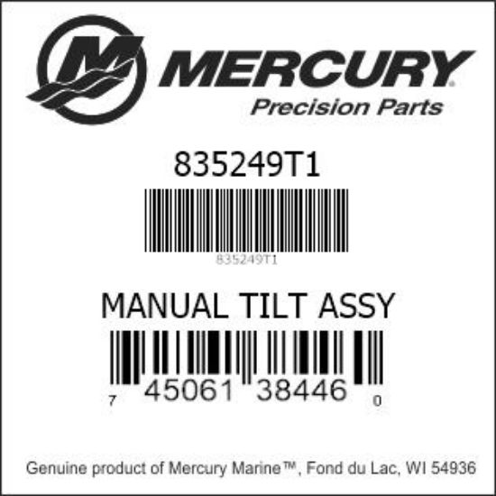 Bar codes for Mercury Marine part number 835249T1