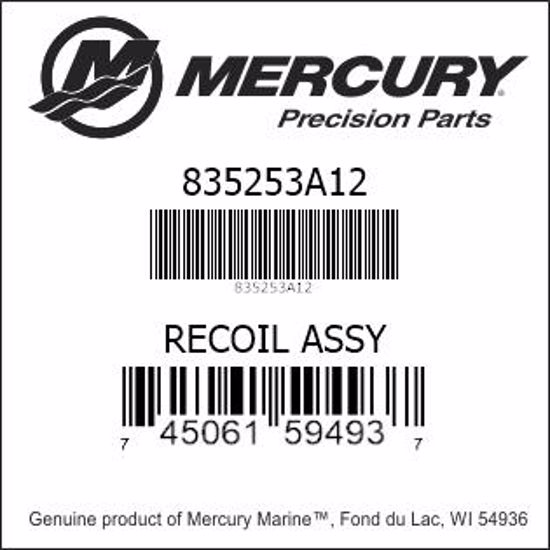 Bar codes for Mercury Marine part number 835253A12