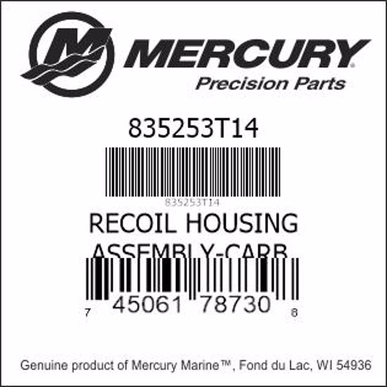 Bar codes for Mercury Marine part number 835253T14