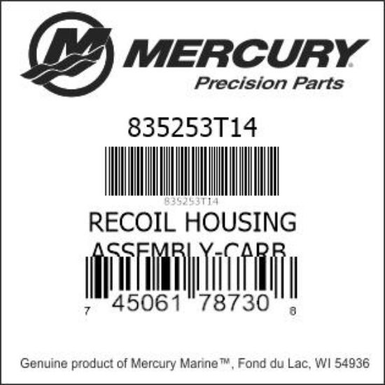 Bar codes for Mercury Marine part number 835253T14