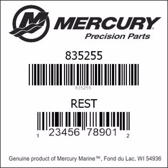 Bar codes for Mercury Marine part number 835255