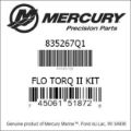 Bar codes for Mercury Marine part number 835267Q1