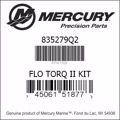 Bar codes for Mercury Marine part number 835279Q2