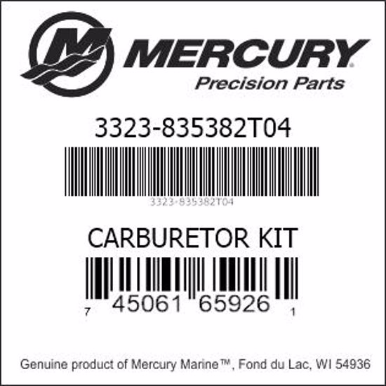 Bar codes for Mercury Marine part number 3323-835382T04