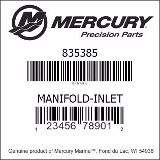 Bar codes for Mercury Marine part number 835385