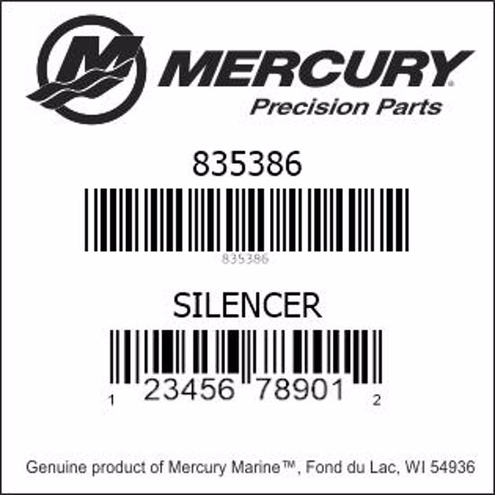 Bar codes for Mercury Marine part number 835386
