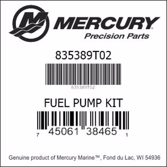 Bar codes for Mercury Marine part number 835389T02