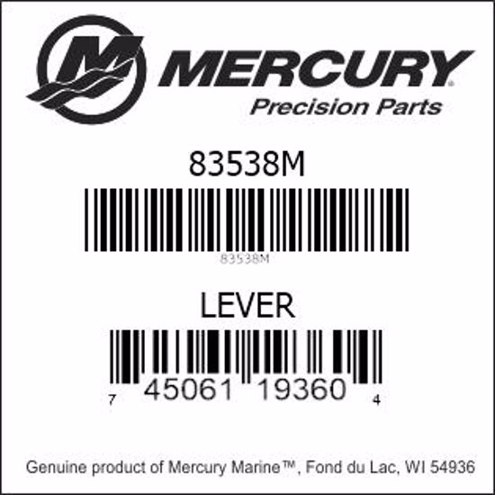 Bar codes for Mercury Marine part number 83538M