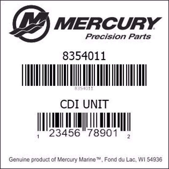 Bar codes for Mercury Marine part number 8354011