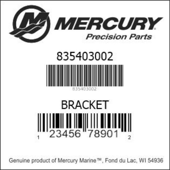 Bar codes for Mercury Marine part number 835403002