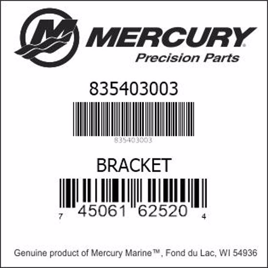 Bar codes for Mercury Marine part number 835403003