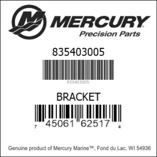 Bar codes for Mercury Marine part number 835403005