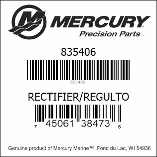 Bar codes for Mercury Marine part number 835406
