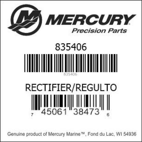 Bar codes for Mercury Marine part number 835406