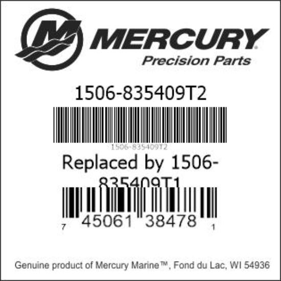 Bar codes for Mercury Marine part number 1506-835409T2