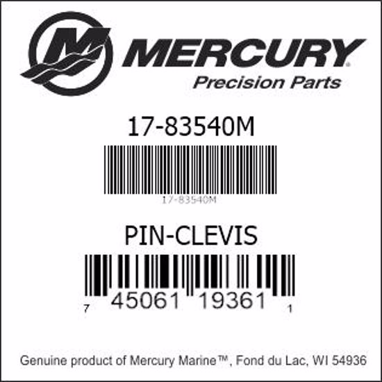 Bar codes for Mercury Marine part number 17-83540M