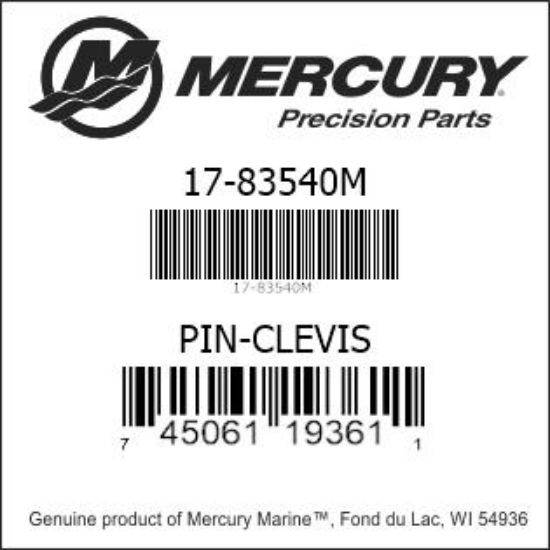 Bar codes for Mercury Marine part number 17-83540M