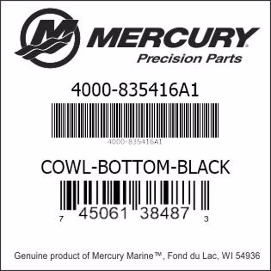 Bar codes for Mercury Marine part number 4000-835416A1