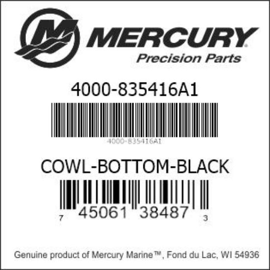 Bar codes for Mercury Marine part number 4000-835416A1