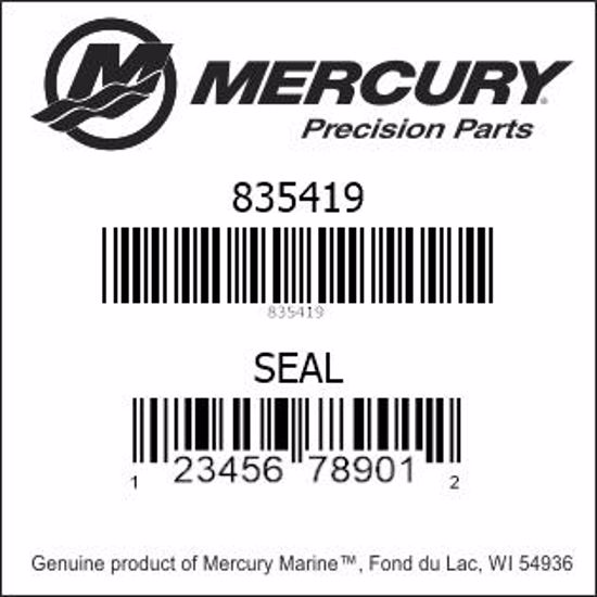 Bar codes for Mercury Marine part number 835419