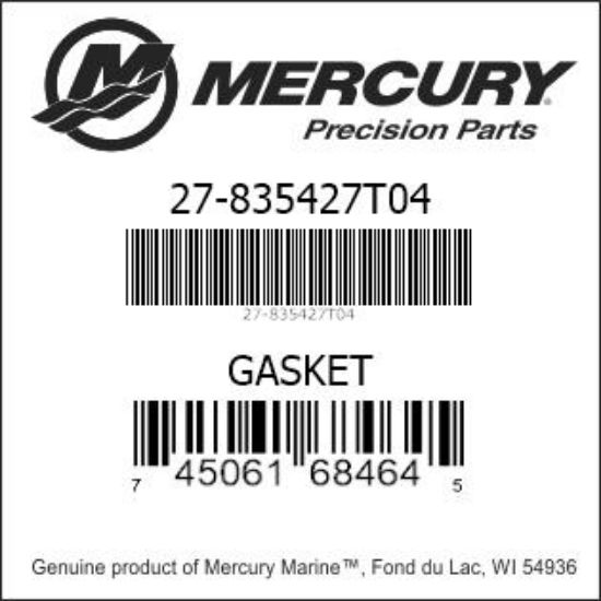 Bar codes for Mercury Marine part number 27-835427T04