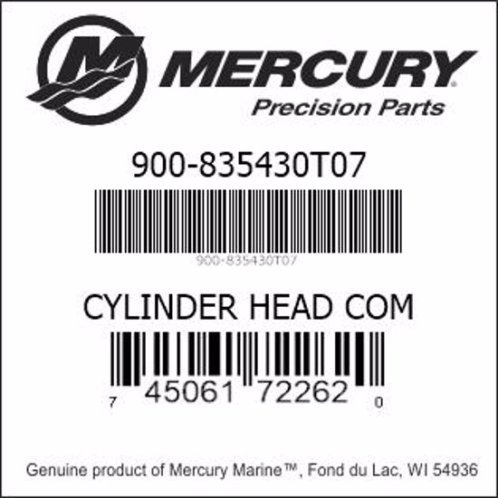 Bar codes for Mercury Marine part number 900-835430T07