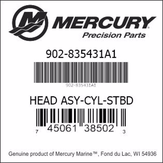 Bar codes for Mercury Marine part number 902-835431A1
