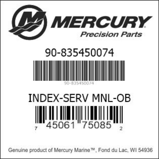 Bar codes for Mercury Marine part number 90-835450074