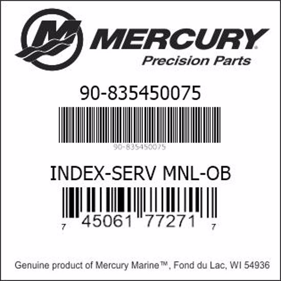 Bar codes for Mercury Marine part number 90-835450075