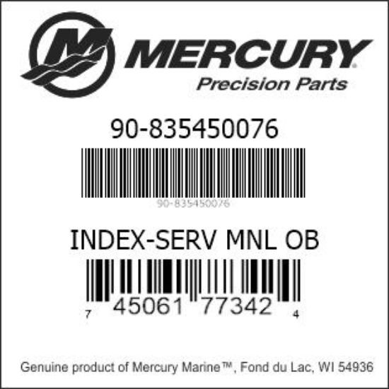 Bar codes for Mercury Marine part number 90-835450076