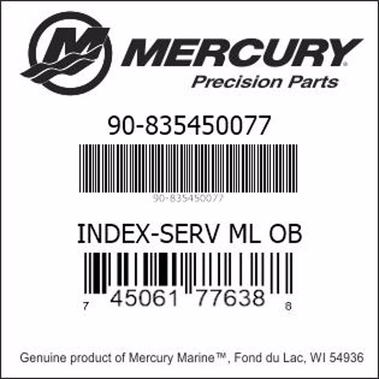Bar codes for Mercury Marine part number 90-835450077