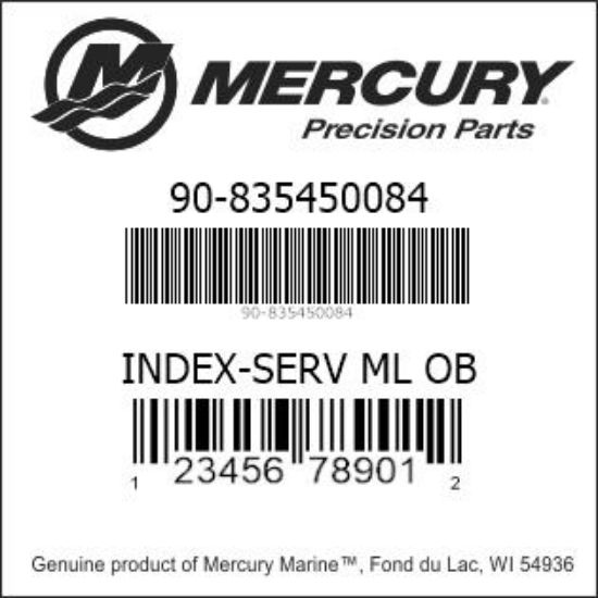 Bar codes for Mercury Marine part number 90-835450084