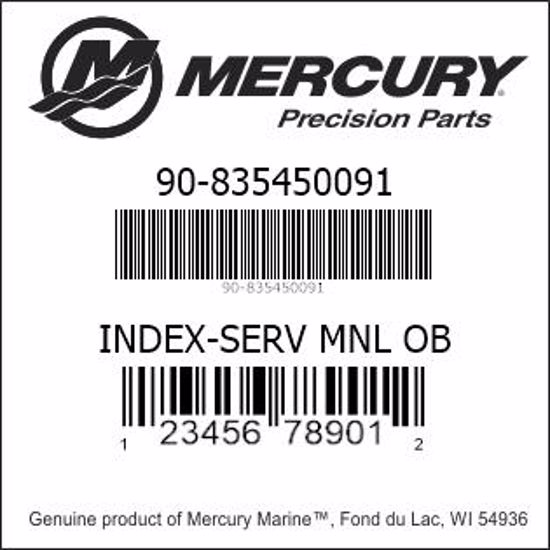 Bar codes for Mercury Marine part number 90-835450091
