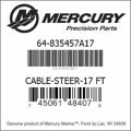 Bar codes for Mercury Marine part number 64-835457A17