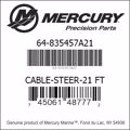 Bar codes for Mercury Marine part number 64-835457A21