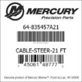 Bar codes for Mercury Marine part number 64-835457A21