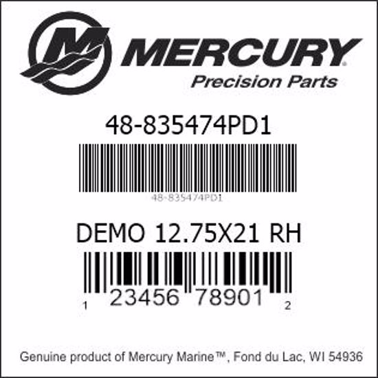Bar codes for Mercury Marine part number 48-835474PD1