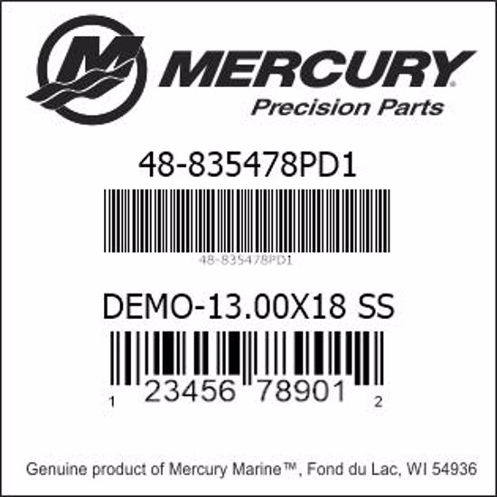 Bar codes for Mercury Marine part number 48-835478PD1