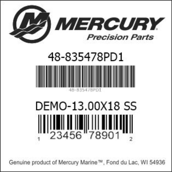 Bar codes for Mercury Marine part number 48-835478PD1