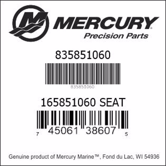 Bar codes for Mercury Marine part number 835851060