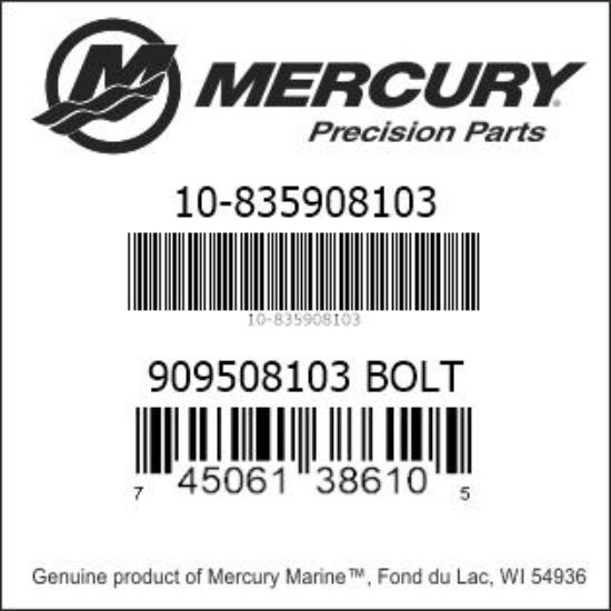 Bar codes for Mercury Marine part number 10-835908103