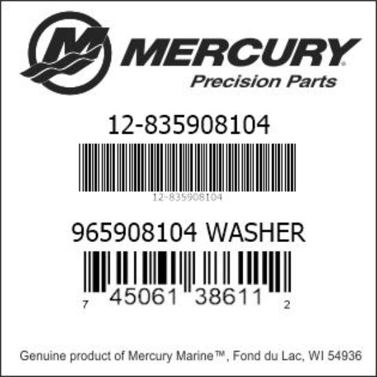 Bar codes for Mercury Marine part number 12-835908104