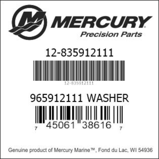 Bar codes for Mercury Marine part number 12-835912111