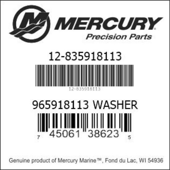 Bar codes for Mercury Marine part number 12-835918113